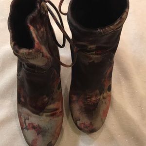 Chunky healed multi colored short boots